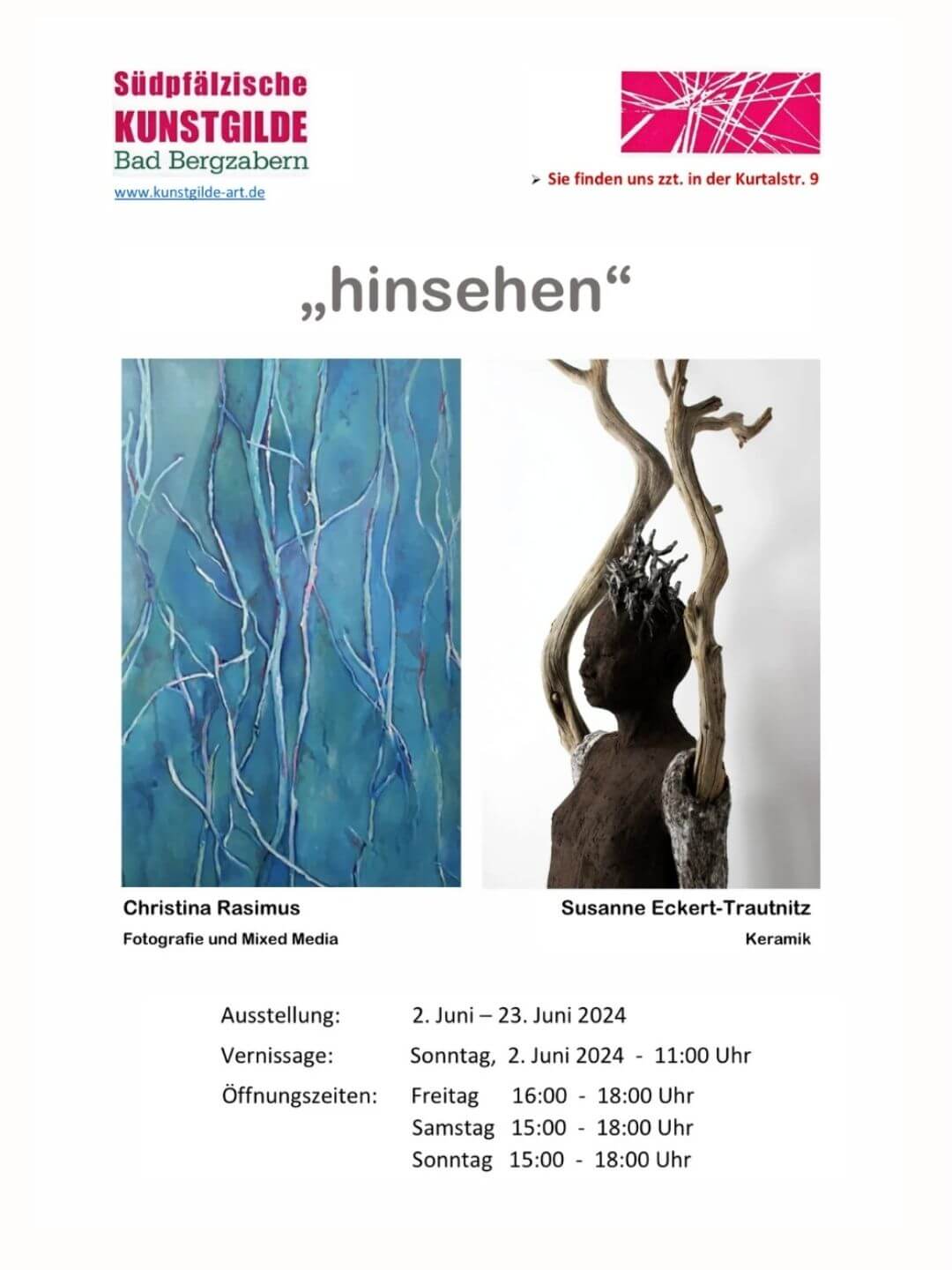 Einladungsflyer der Südpfälzischen Kunstgilde Bad Bergzabern zur Vernissage 2024