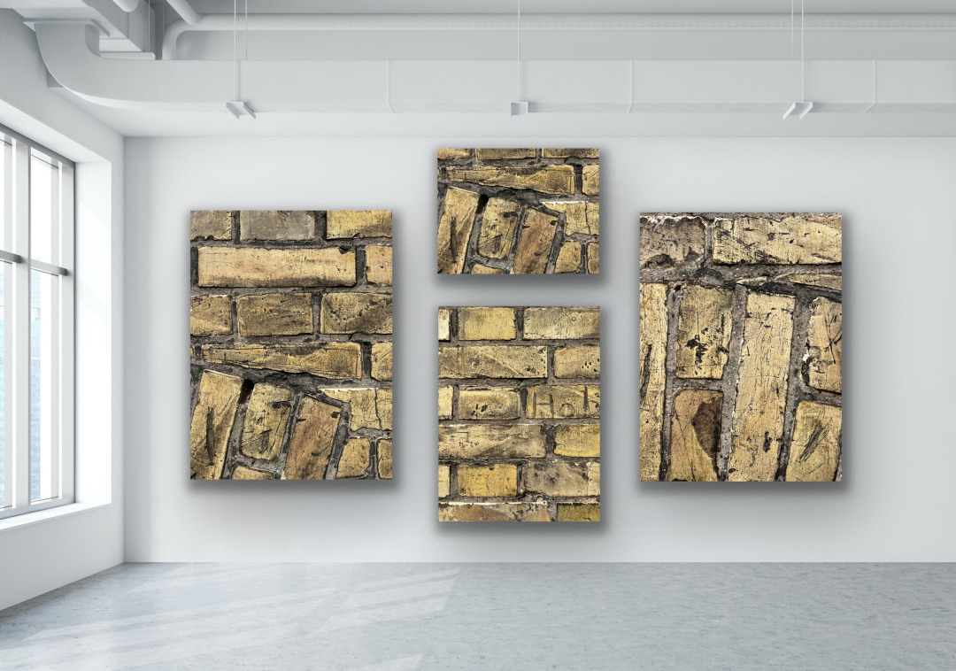 Detaifotografien einer gelben Mauer an weißer Wand in Industriegebäude
