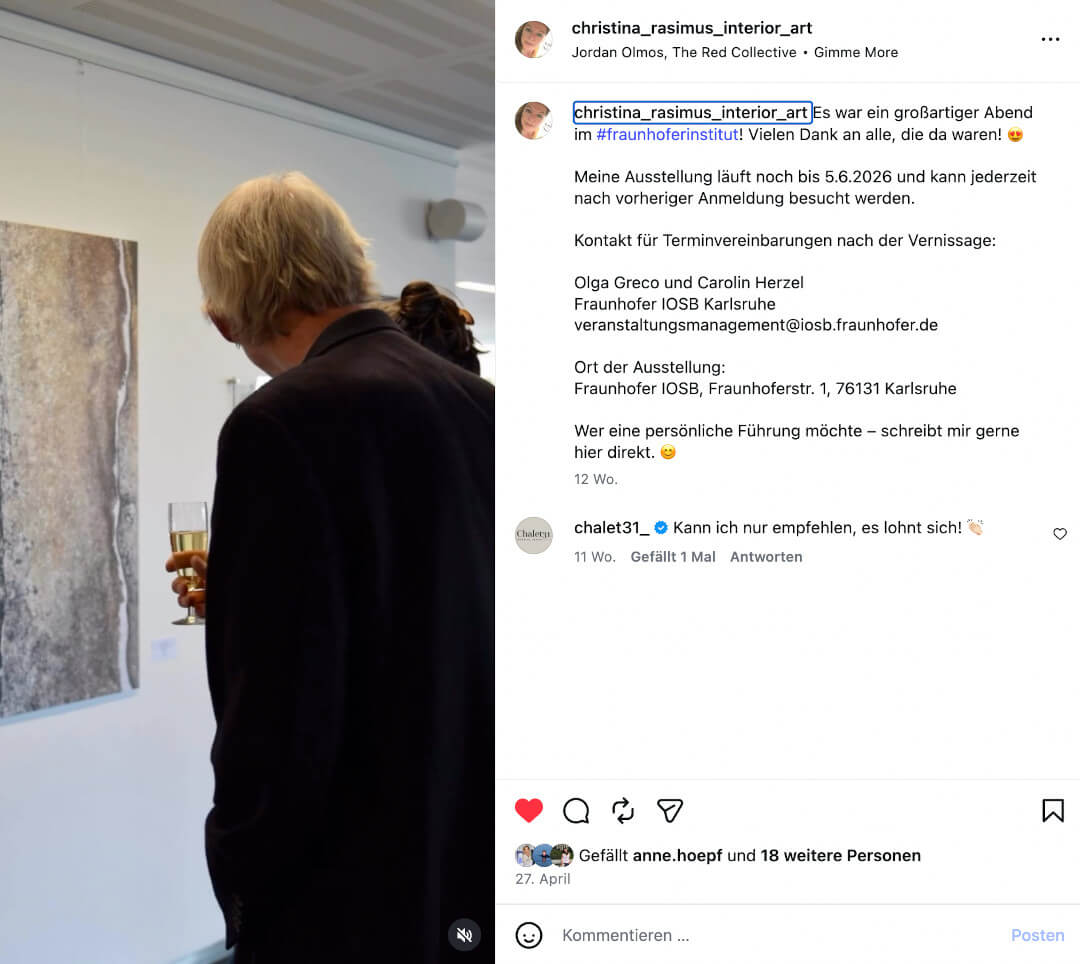 Vorschaubild Instagram Vernissage im Fraunhofer Institut | CR Interior Art | Christina Rasimus