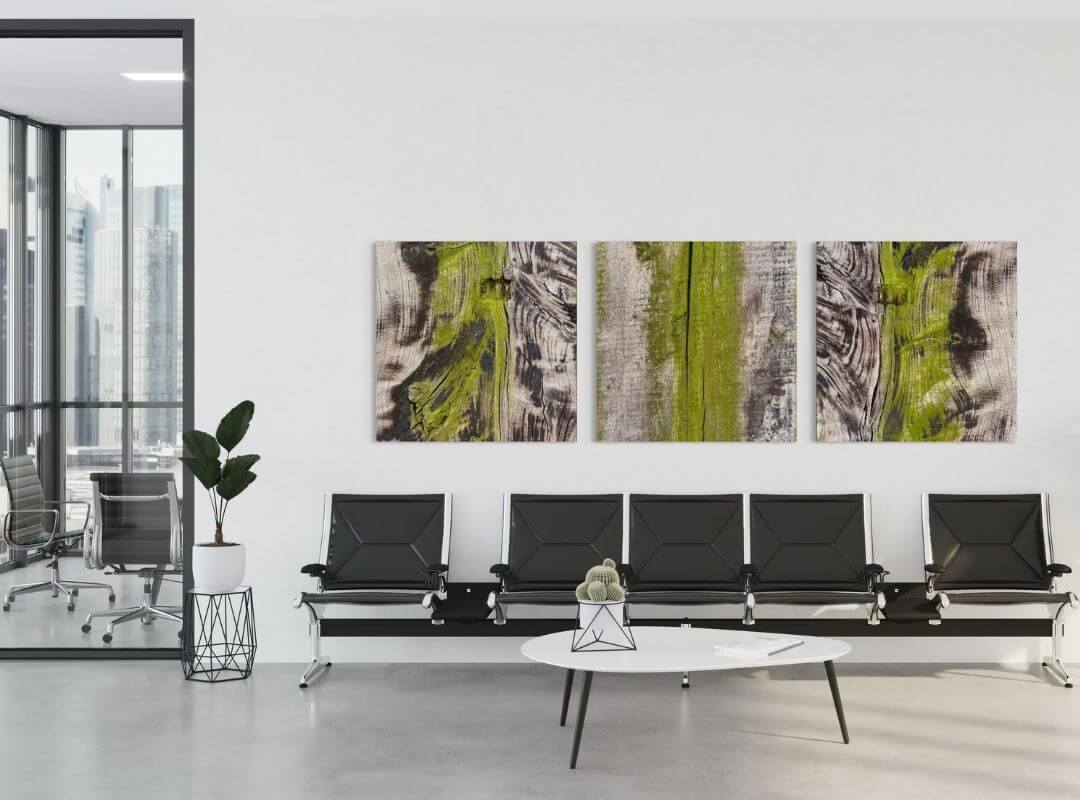 Interior Projekt Darstellung 1 CR Interior Art Detailfotografien Grüner Zaun im Büroambiente