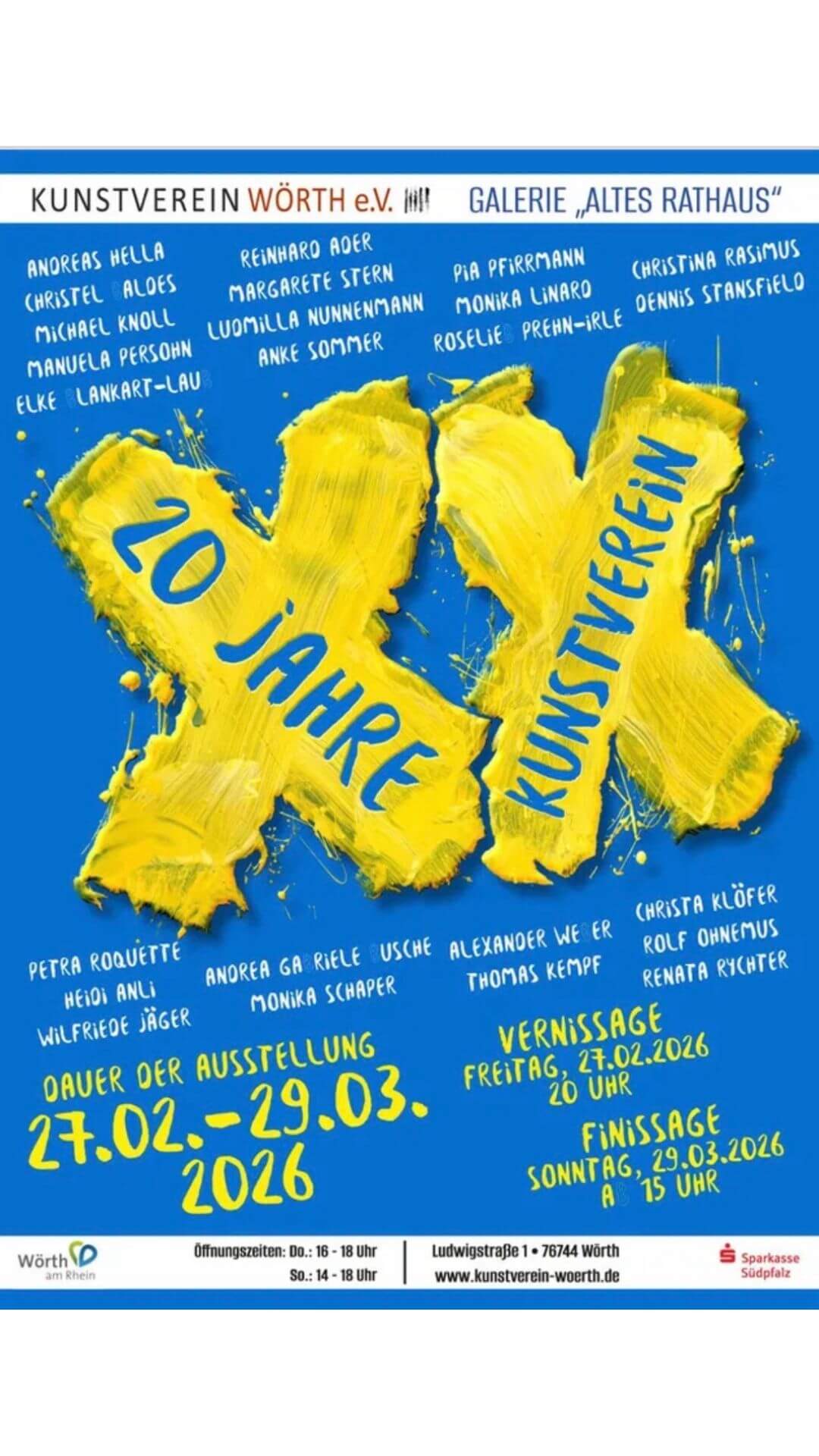 Einladungsflyer zur Ausstellung zum 20-jährigen Bestehen des Kunstvereins Wörth