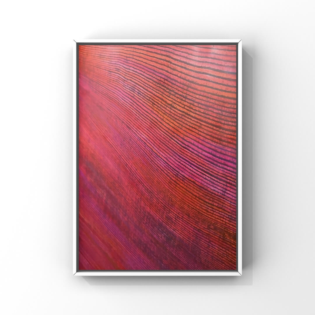 mammutringe-rot-weisser-rahmen Mixed-Media-Bild eines blauen Baumes mit Ranken