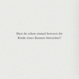 Spruch: Hast du schon einmal bewusst die Rinde eines Baumes betrachtet?