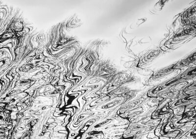 Schwarz-Weiß-Fotografie von Wasserspiegelung